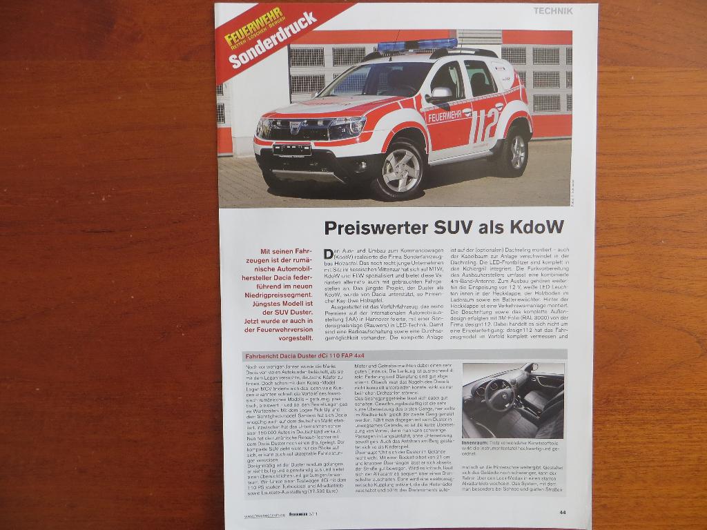 brandweer: Dacia Duster Feuerwehr (2011), Boeken, Ophalen of Verzenden, Nieuw, Overige merken
