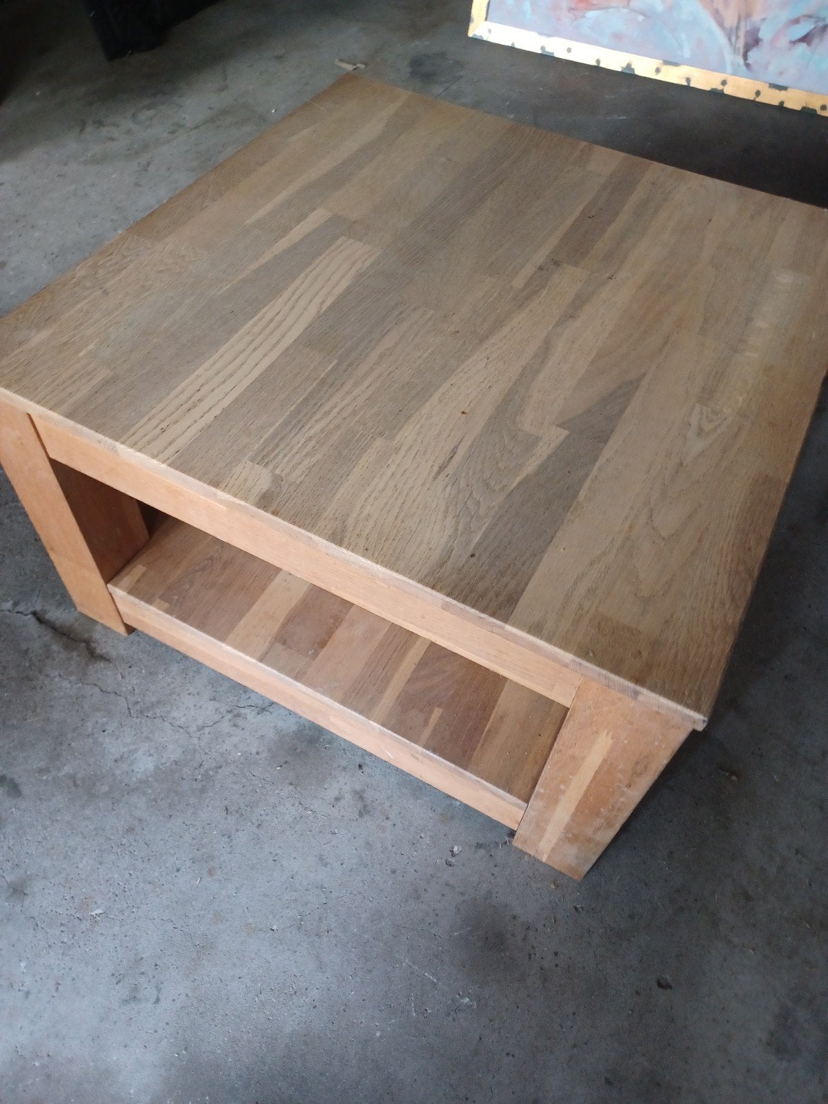 Massief eiken salontafel met opbergruimte, Huis en Inrichting, Tafels | Salontafels, Ophalen, 50 tot 100 cm, 50 tot 100 cm, 5 – 50