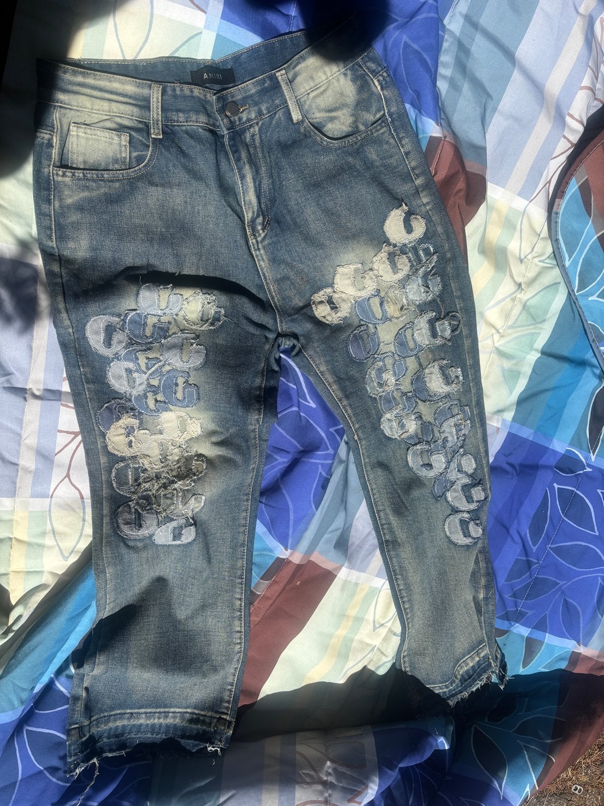 Amiri Straight Leg Jeans - w34 l32, Kleding | Heren, Spijkerbroeken en Jeans, Gedragen, Overige jeansmaten, Blauw, Ophalen of Verzenden