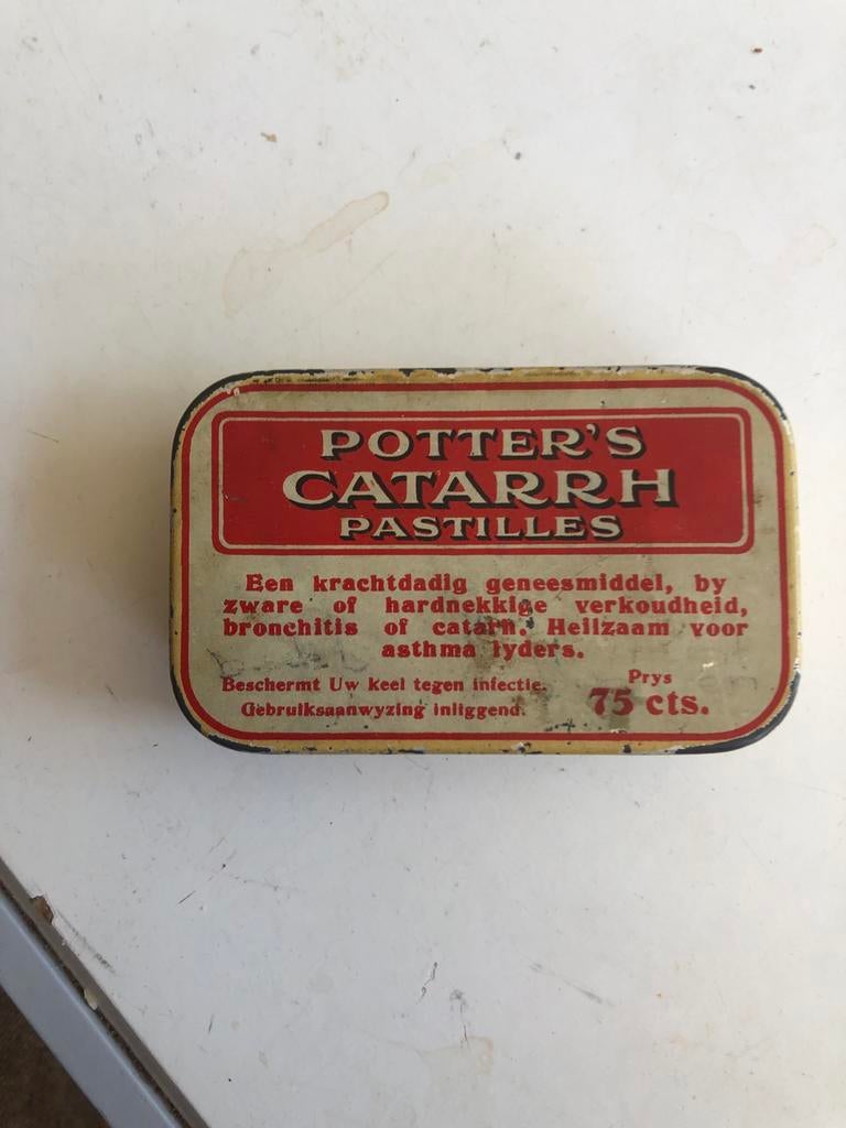 Vintage Potter's Catarrh Pastilles blikje, Ophalen of Verzenden, Gebruikt, Overige, Overige merken