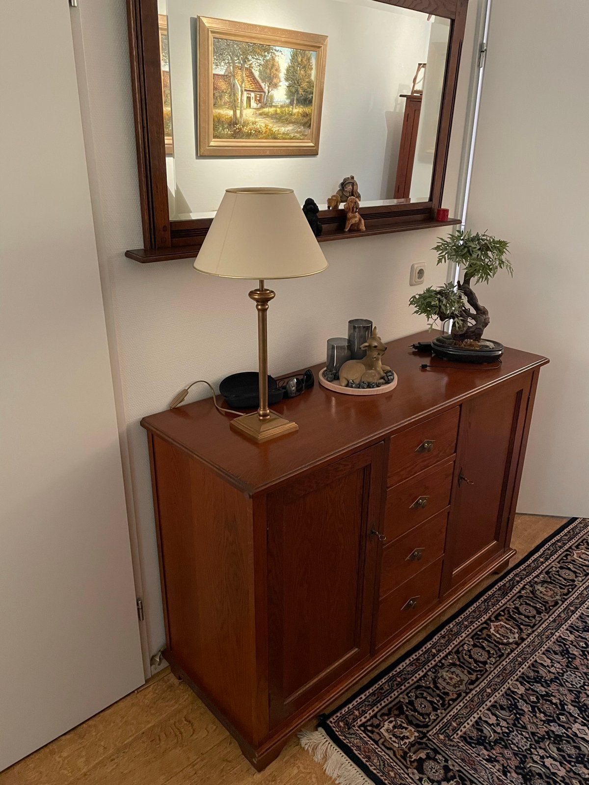 Dressoir met spiegel van kersenhout., Ophalen, Gebruikt, 100 tot 150 cm, Kersenhout