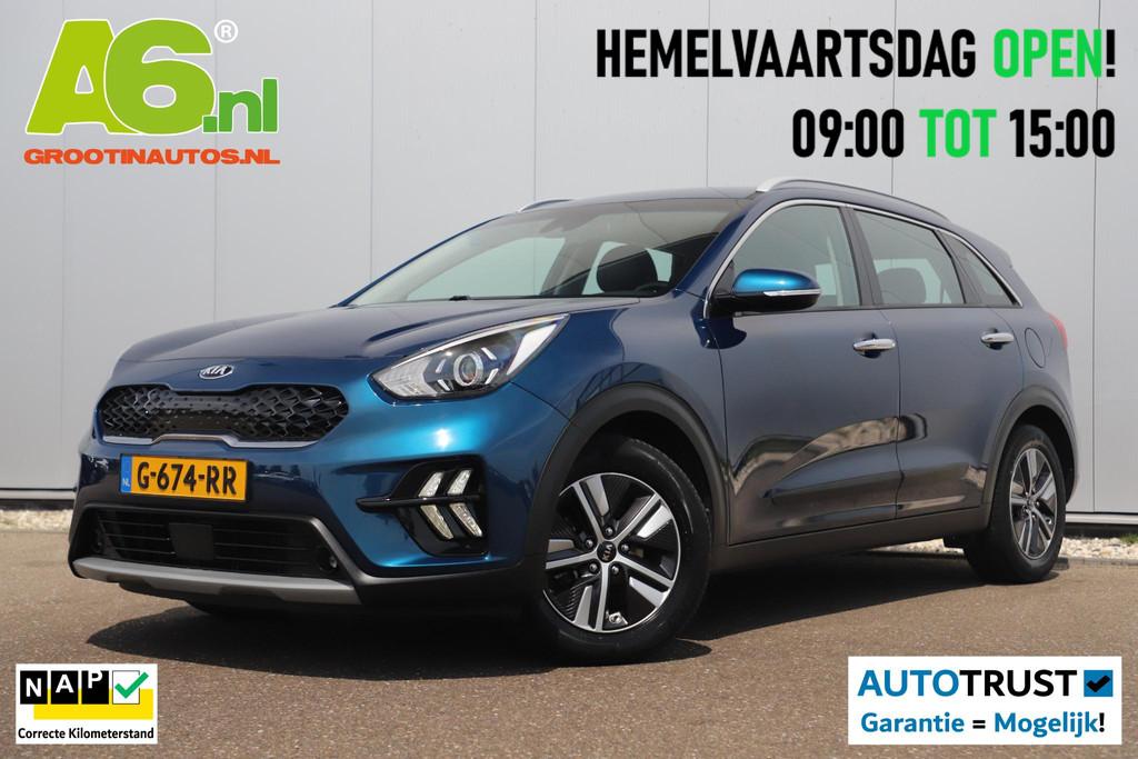 Kia Niro 1.6 GDi Hybrid DynamicLine Automaat Half Leder Navi, Gebruikt, Euro 6, Blauw, Leder en Stof