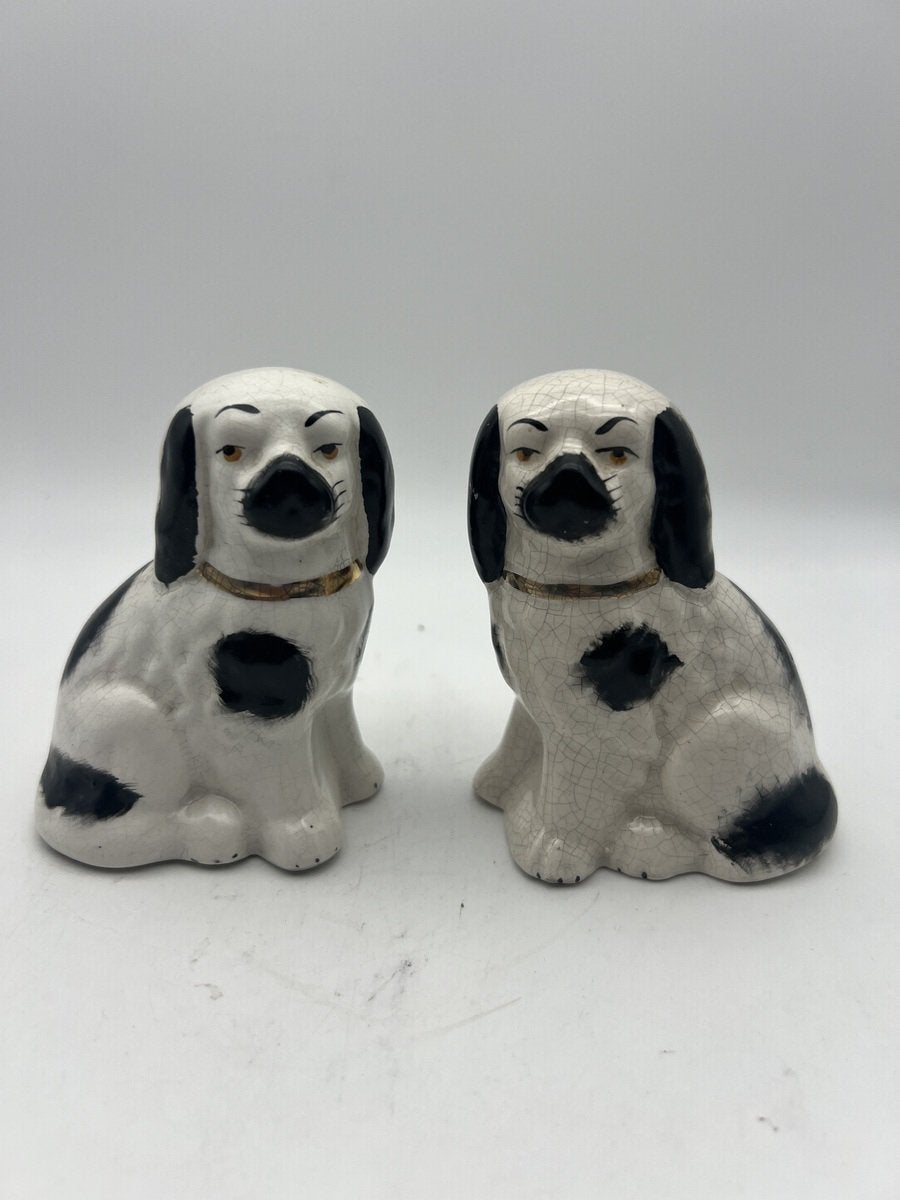 Kavel 123 - Paar antieke Staffordshire spaniels, Verzamelen, Ophalen of Verzenden, Zo goed als nieuw