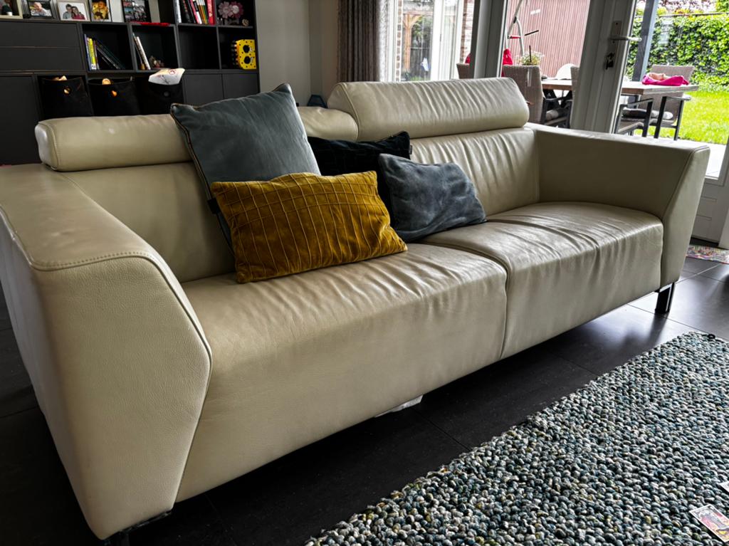 Montel bank 2,5 zits. Lederen bekleding, Ophalen, Zo goed als nieuw, 75 tot 100 cm, 200 tot 250 cm