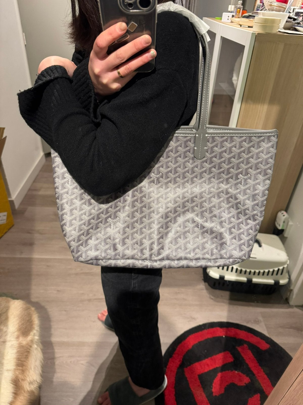 Goyard Bag Grey Medium Canvas Tote Bag, Ophalen of Verzenden, Nieuw, Grijs, Shopper