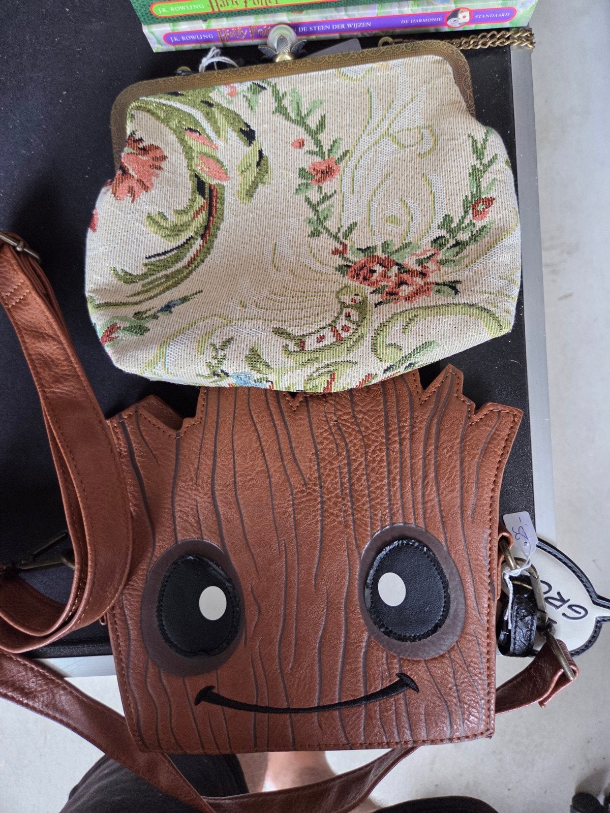 Groot schoudertasje en vintage avondtasje, Ophalen of Verzenden, Gebruikt, Bruin, Schoudertasje