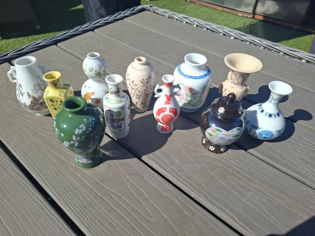 vintage porseleinen minivaasjes uit de jaren 80 van Franklin, Ophalen of Verzenden, Gebruikt, Hout
