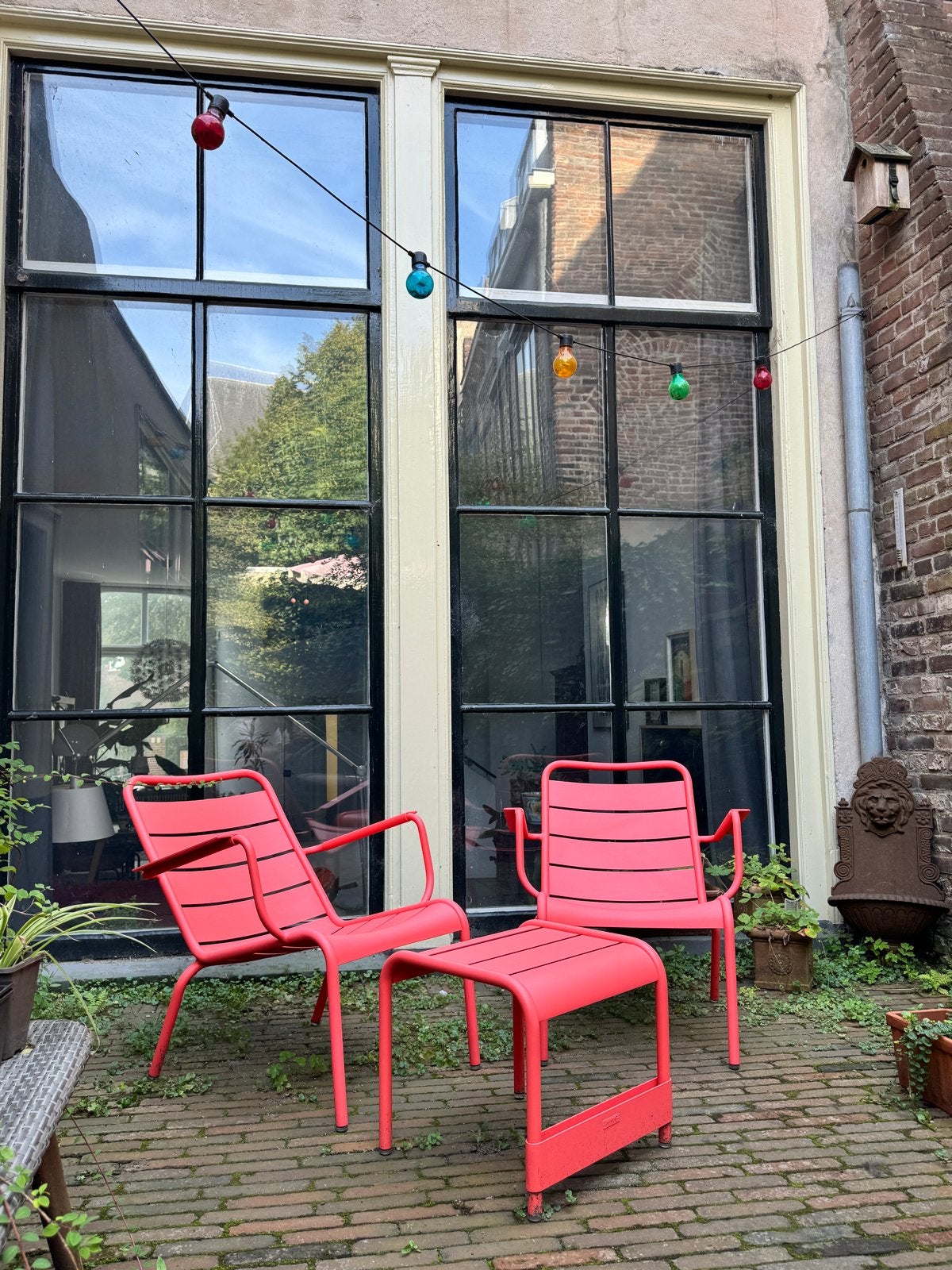 Fermob Luxembourg Low tuinset - 2 stoelen en bijzettafel, Aluminium, Zo goed als nieuw, Stoel, Tuinset