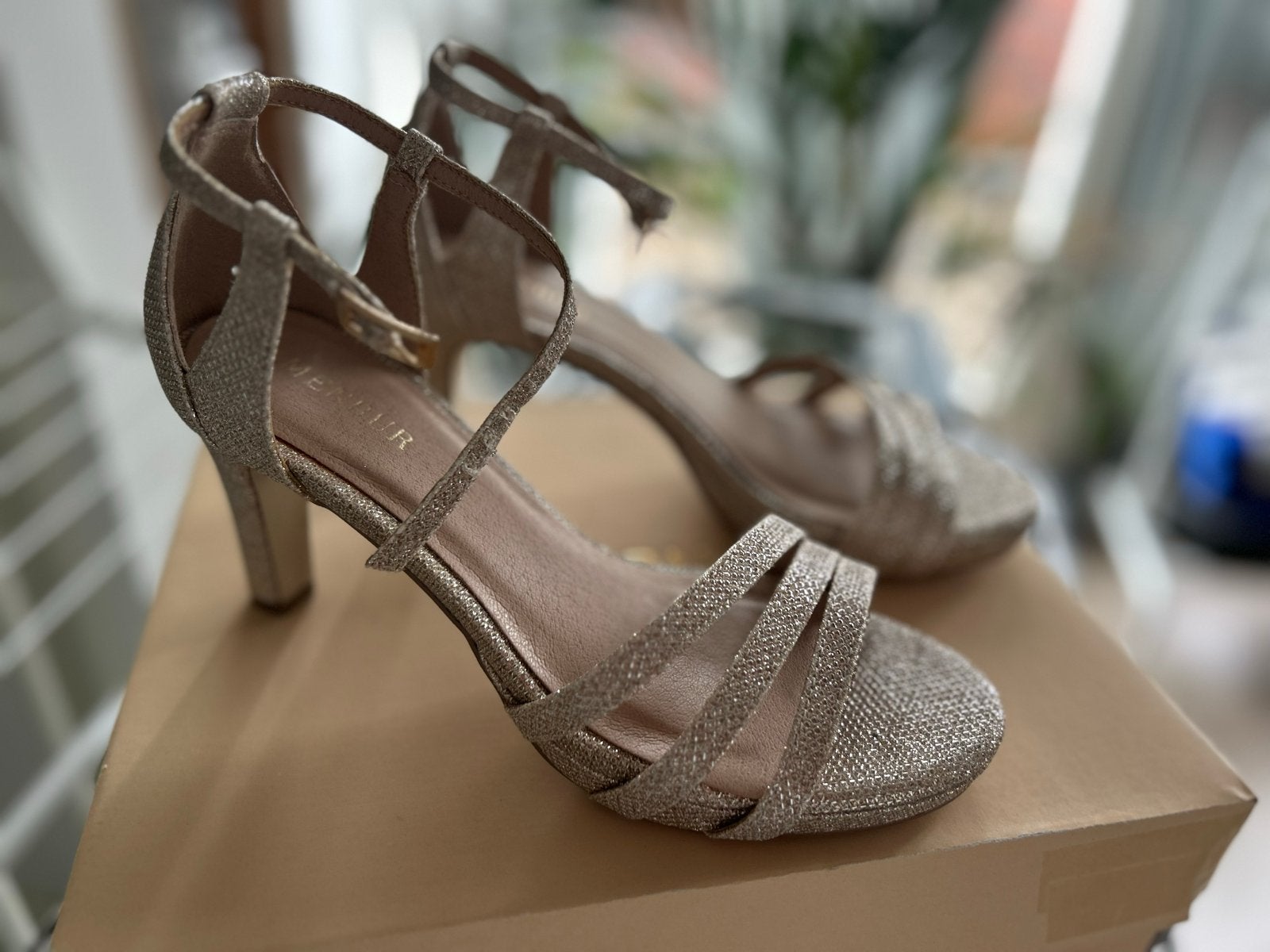 Gouden/rose Menbur bruidsschoenen met Hak - Maat 37, Overige kleuren, Nieuw, Ophalen of Verzenden, Schoenen met hoge hakken