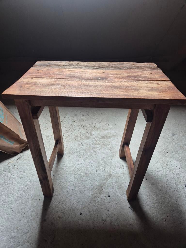 Houten Bijzettafel, Huis en Inrichting, Ophalen, 25 tot 50 cm, Rond, 50 tot 100 cm