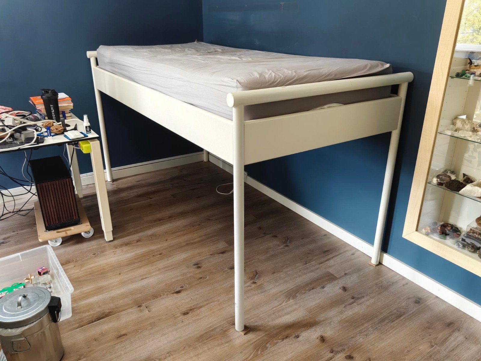Metalen hoogslaper bed 90 x 200 x 90 hoog, Huis en Inrichting, Ophalen, 90 cm, Eenpersoons, Wit