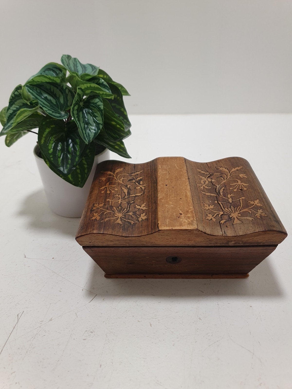 Antieke houten naaidoos met bloemmarqueterie – 19e eeuw, Ophalen of Verzenden