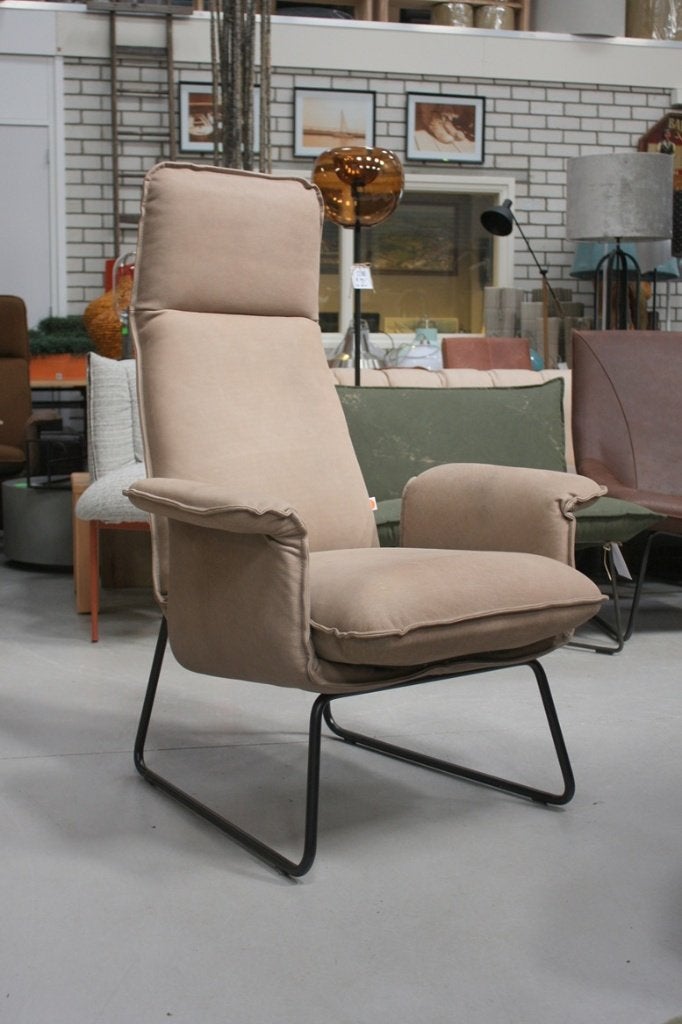 Luxe moderne fauteuil Origami Jess metaal leer Stone, Huis en Inrichting, Ophalen, 75 tot 100 cm, Zo goed als nieuw, 75 tot 100 cm