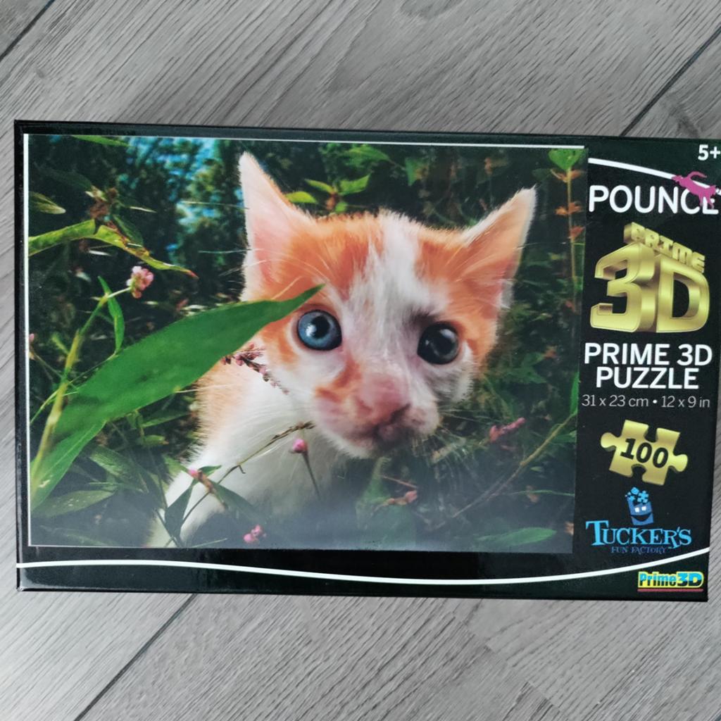 Pounce 3D Puzzel met schattige kitten - 100 stukjes, Ophalen of Verzenden, Minder dan 500 stukjes, Zo goed als nieuw, Rubik's of 3D-puzzel