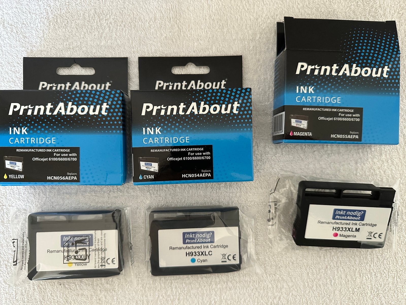 Kleuren inktcartridges merk Printabout voor HP6100/6600/6700, Ophalen of Verzenden, Zo goed als nieuw