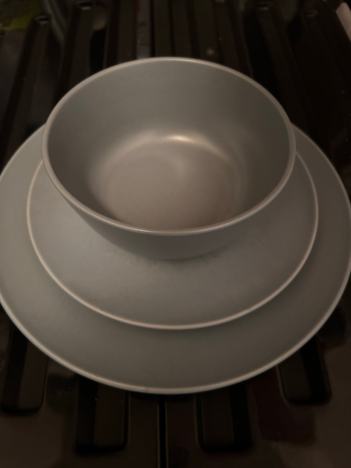 42 delig grijs servies set - borden en kommen, Ophalen, Gebruikt, IKEA, Bord(en)