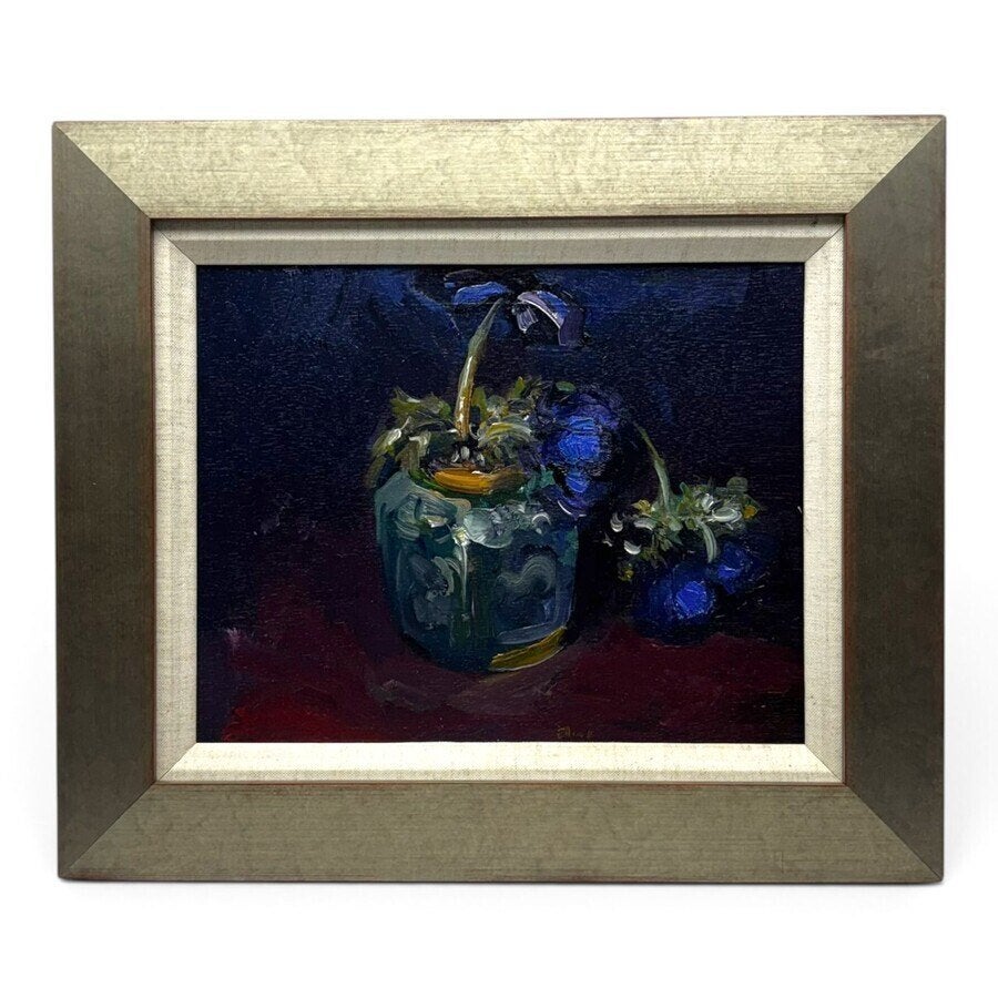 Douwe Elias (1952) - ‘Anemonen met gemberpot’, 2009, Paneel, Gedateerd, Stilleven, Ophalen of Verzenden