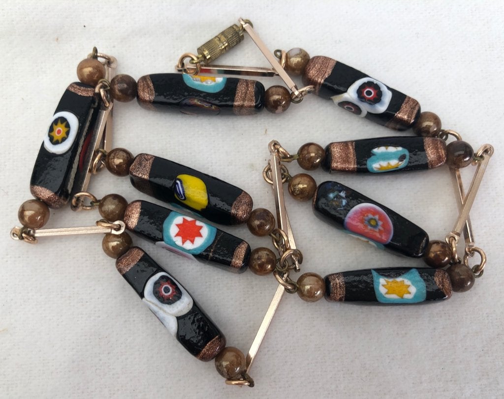 Vintage  Murano Ercole Moretti millefiori halsketting, Sieraden, Tassen en Uiterlijk, Kettingen, Ophalen of Verzenden, Gebruikt