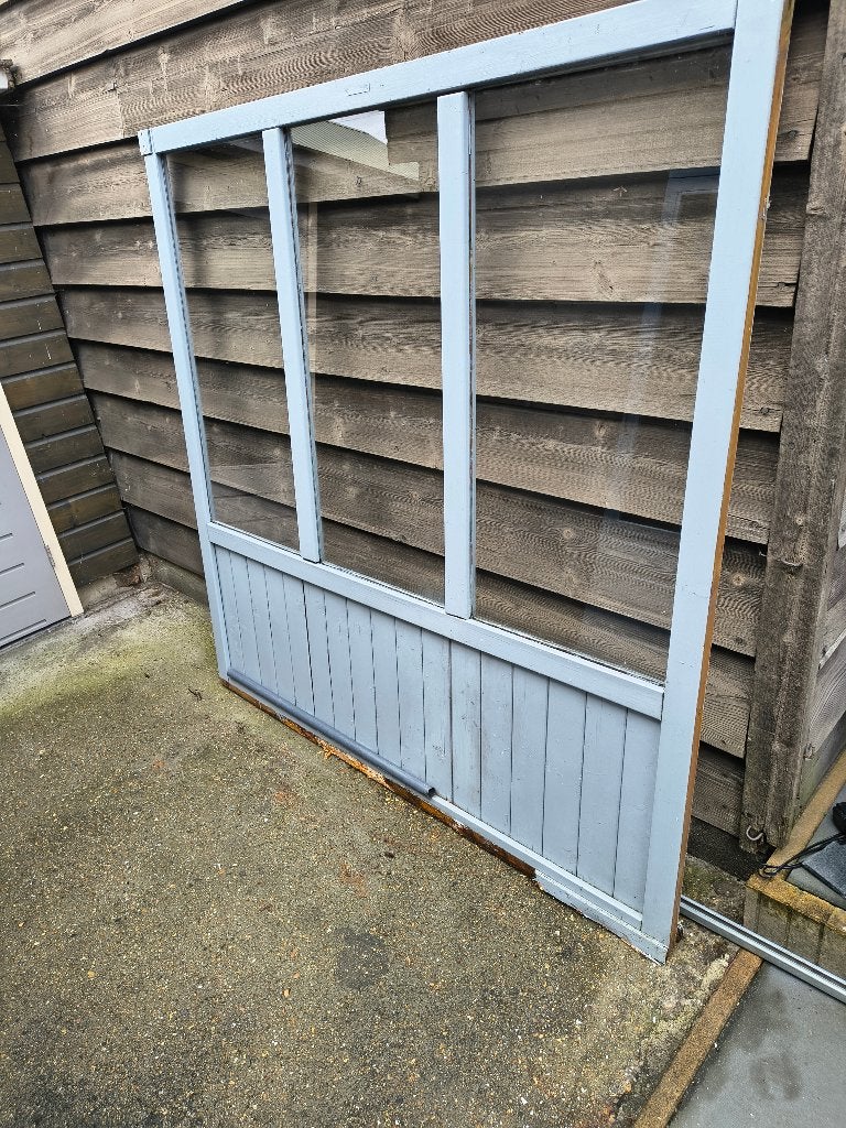 Hillhout tuinschermen met 3 ruiten, Ophalen, Gebruikt, 150 tot 200 cm, 150 tot 200 cm
