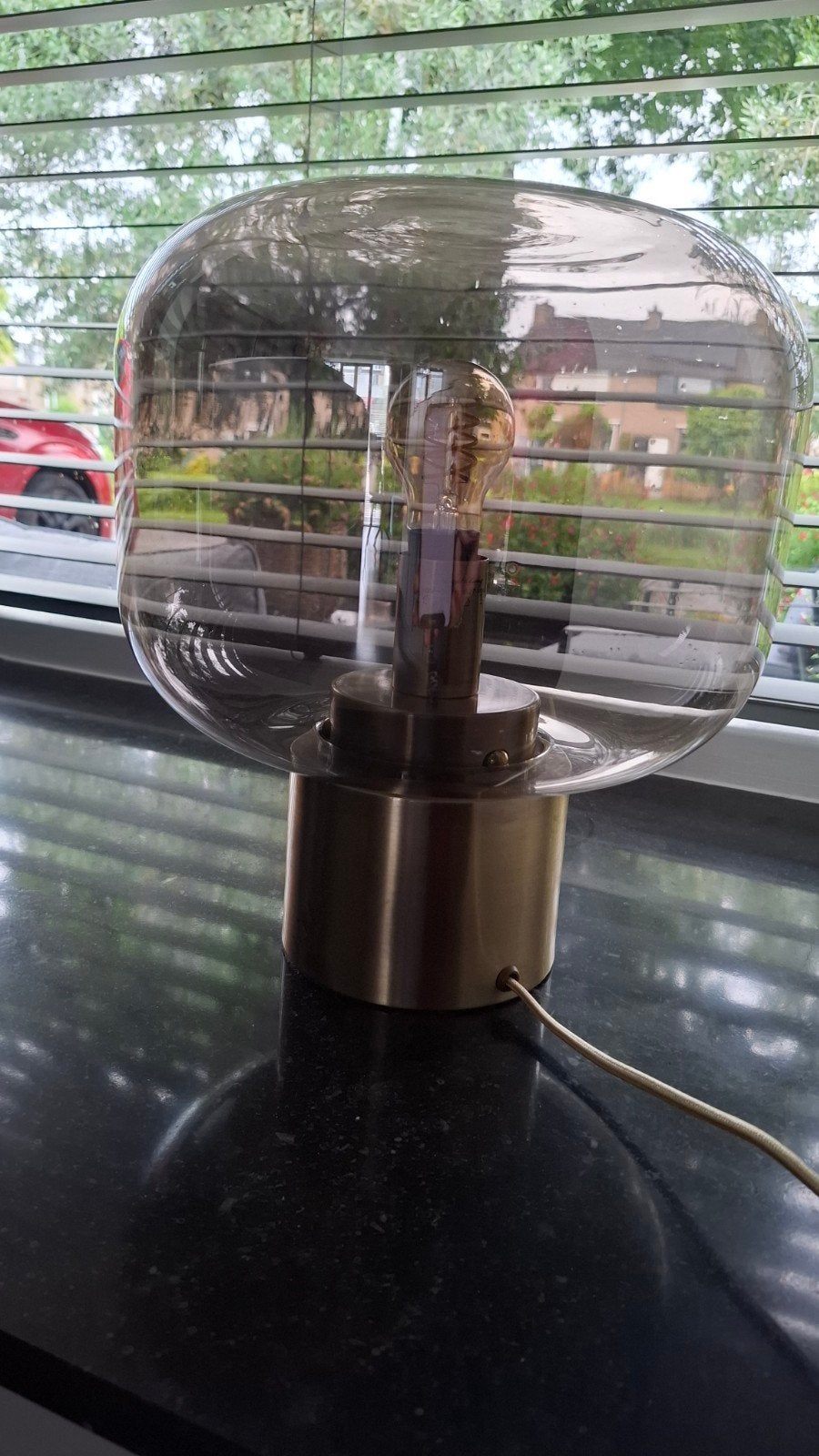 Brons kleur lamp 34 cm hoog 30 cm breed, Ophalen of Verzenden, Zo goed als nieuw, Minder dan 50 cm