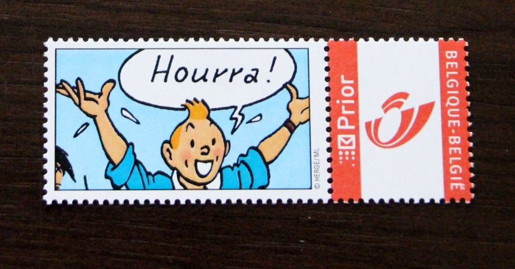Belgie duostamp duo Kuifje Hergé Tintin MNH special Ed., Postzegels en Munten, Verzenden, Postfris