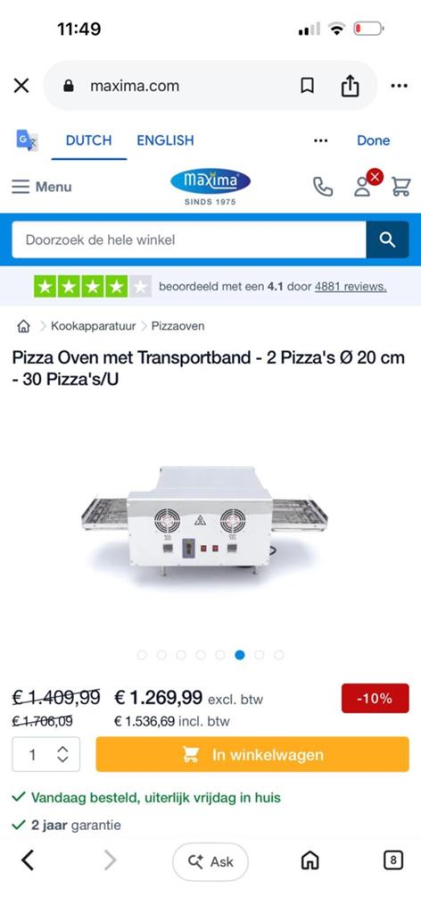 Maxima Pizza Oven met Transportband - Nieuw in Doos, Ophalen of Verzenden, Nieuw