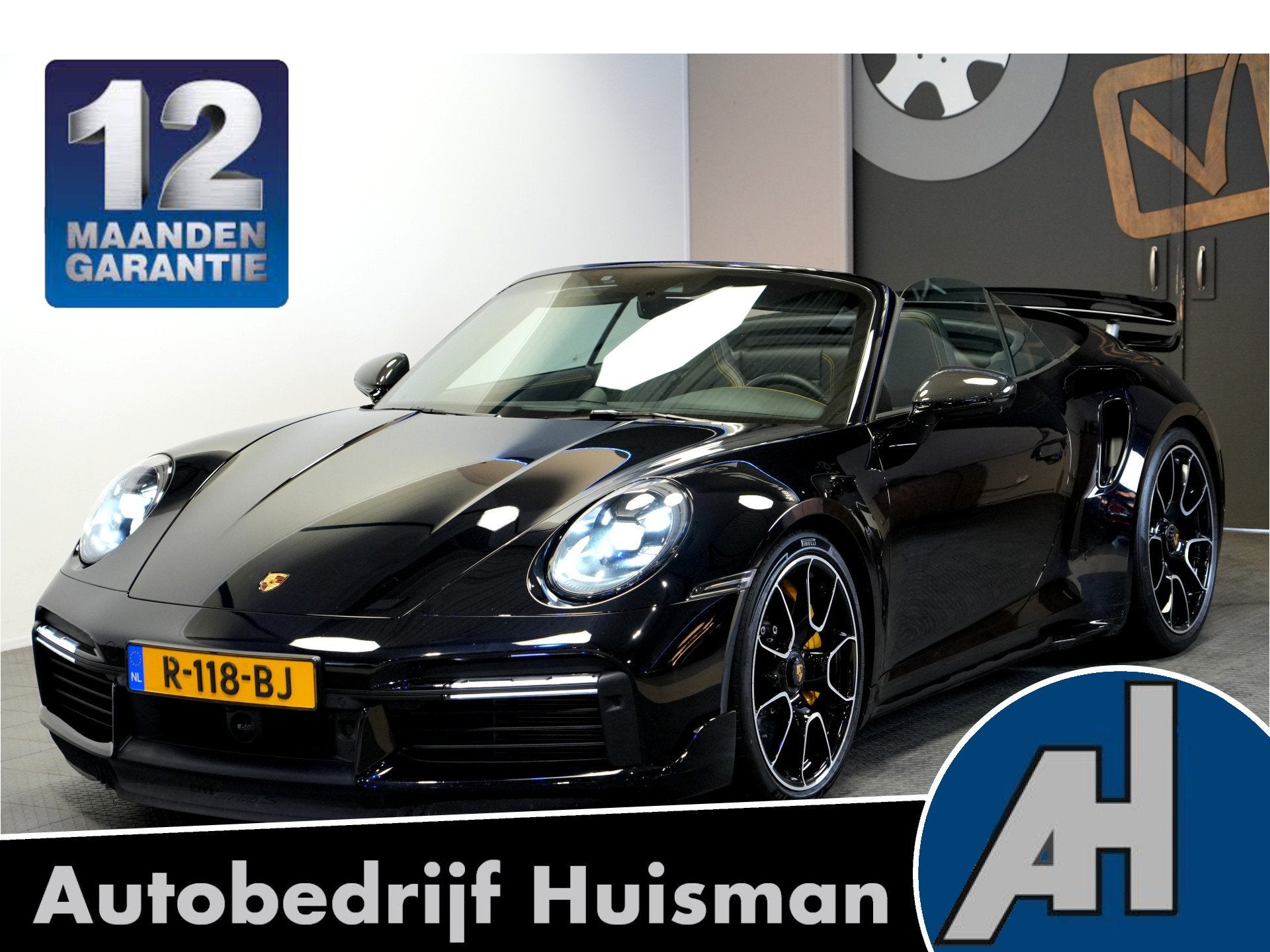 Porsche 911 Cabrio 3.8 Turbo S 478kW/650pk PDK8 SPORT DESIGN, Auto's, Automaat, Gebruikt, 4 stoelen, Zwart
