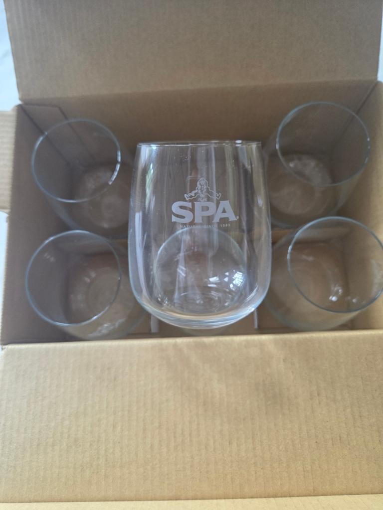 Set van 6 SPA Glazen - 0,28L - Nieuw in doos, Verzamelen, Ophalen, Nieuw, Waterglas