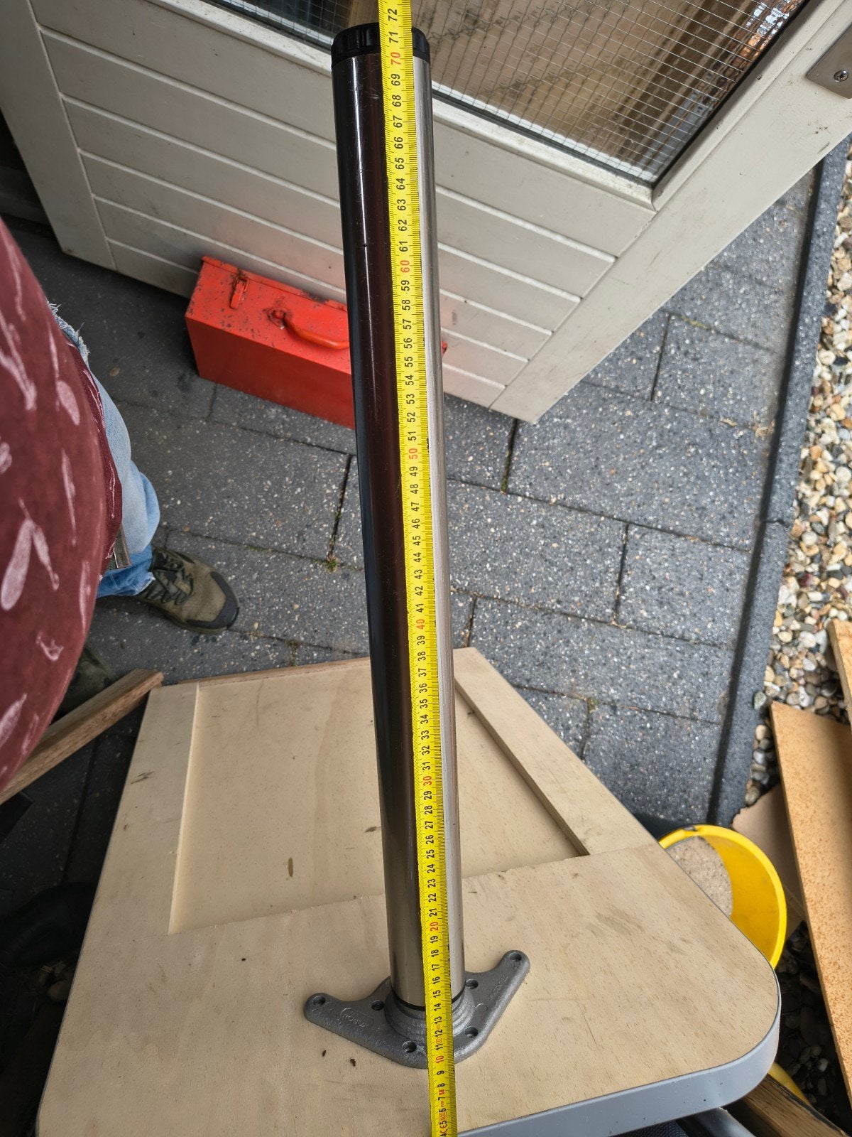 Camper/Caravan Tafel - Grijs met Verstelbare Chroom Poot, Ophalen of Verzenden, Gebruikt