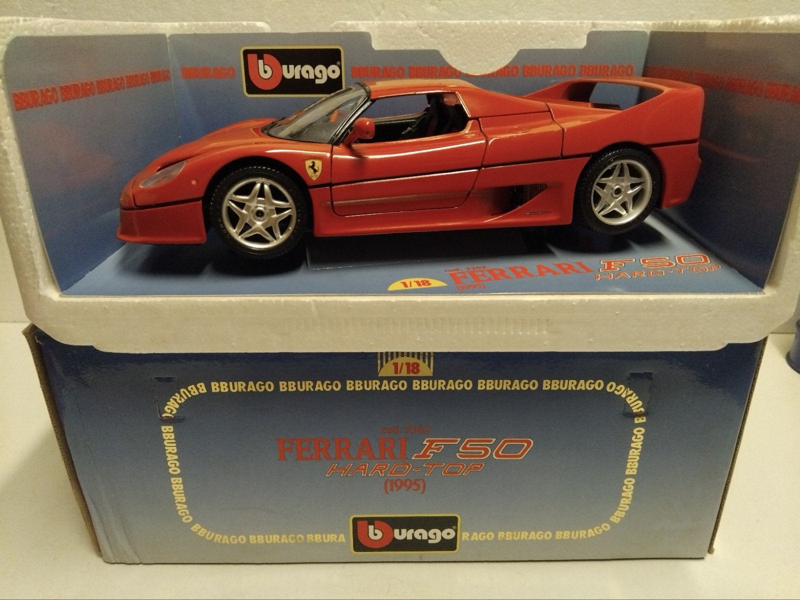 Ferrari F50 Hard Top rood 1995 Bburago 1:18 KRD, Ophalen of Verzenden, Zo goed als nieuw, Auto, Bburago