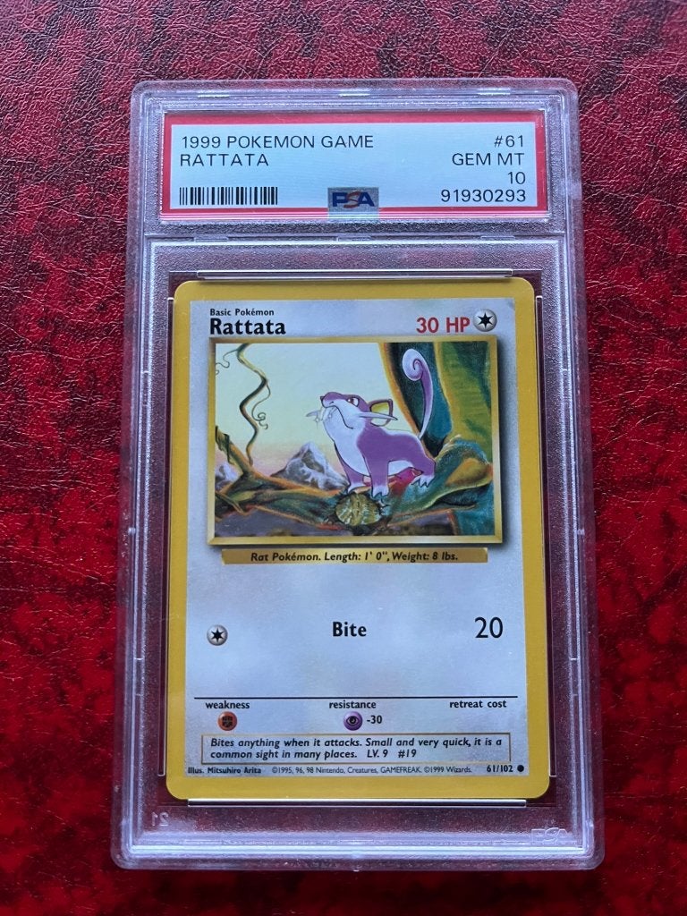PSA 10 Pokemon 1999 GAME RATTATA 61, Ophalen of Verzenden, Nieuw, Losse kaart