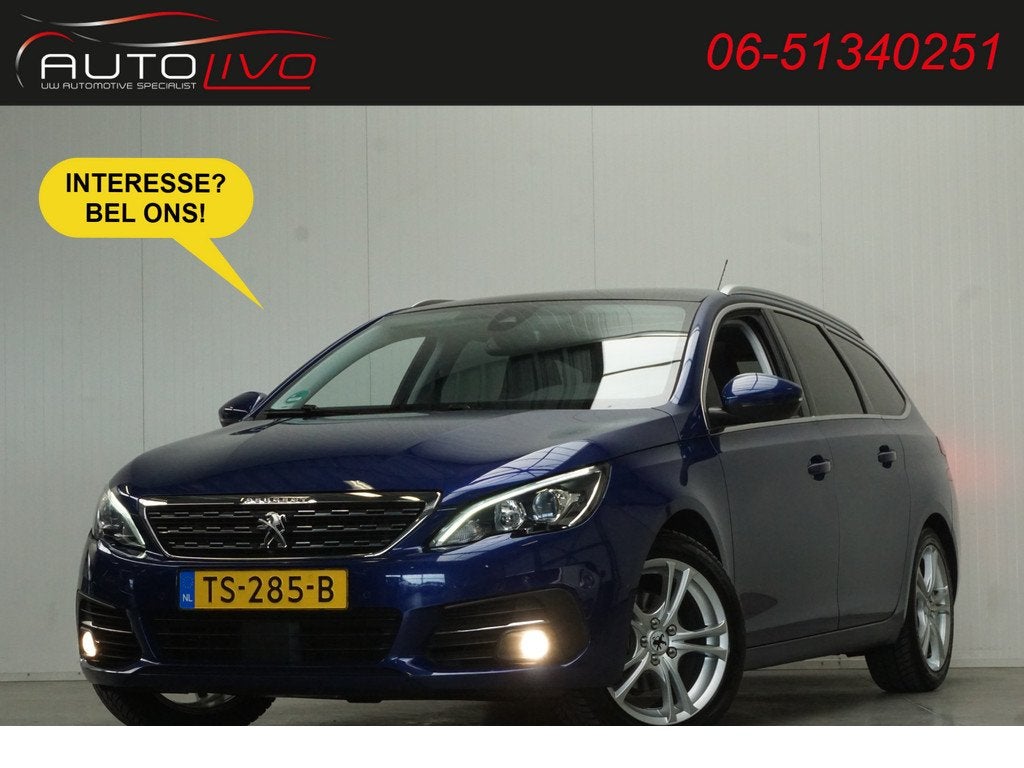 Peugeot 308 SW 1.2 PureTech Blue Lease Premium 130 PK! AUTOM, Auto's, Gebruikt, 1199 cc, Blauw, Leder en Stof