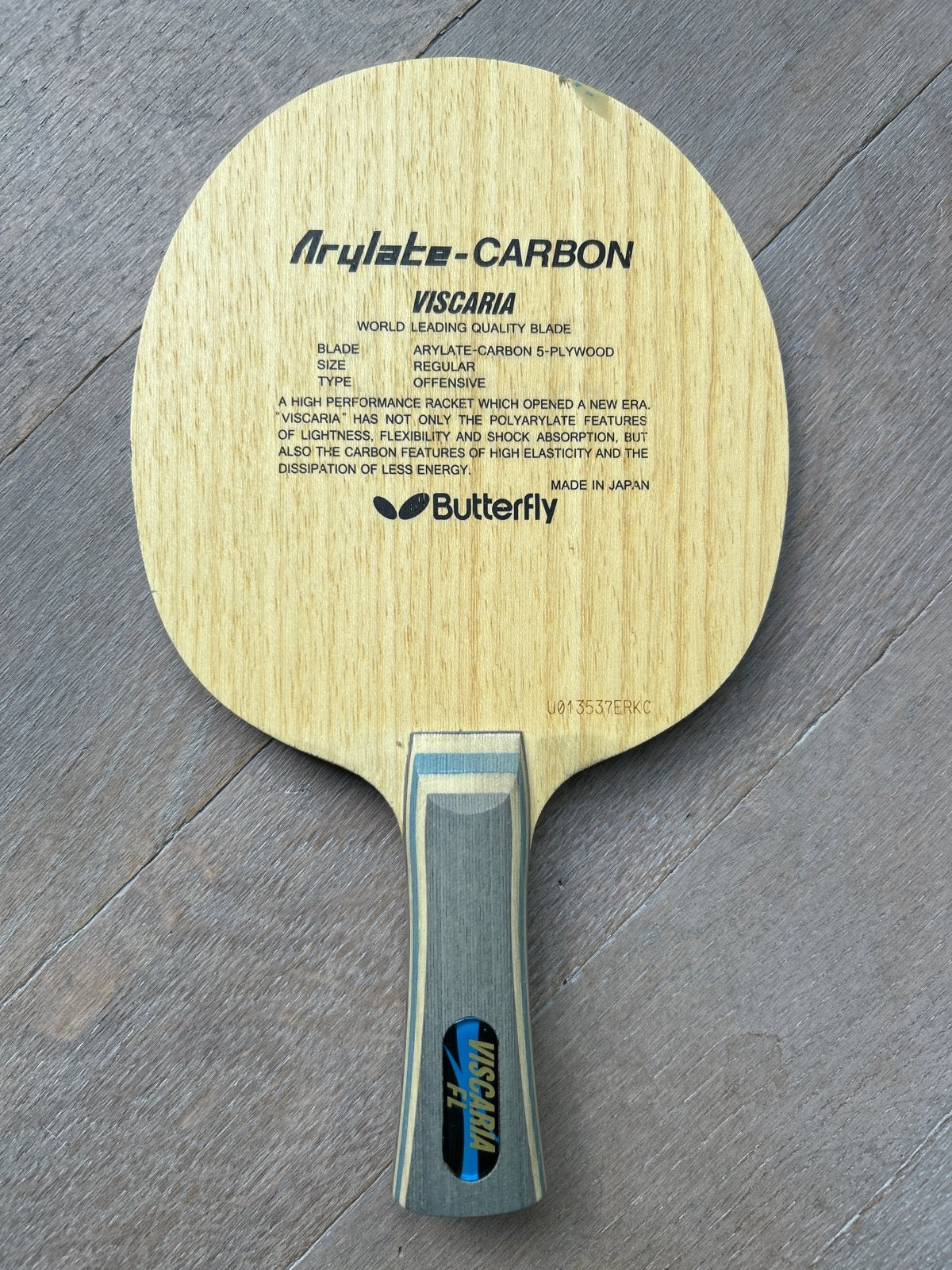 Butterfly Viscaria Arylate-Carbon Tafeltennisbatje, Sport en Fitness, Tafeltennis, Ophalen of Verzenden, Gebruikt, Overige typen