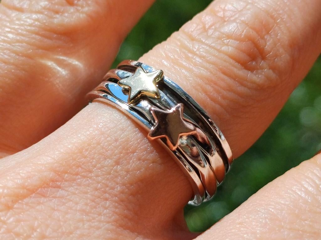 Vanoli 925 zilver draai spin ring sterren maat 17,75, Sieraden, Tassen en Uiterlijk, Ringen, Daiva1973@hotmail.com, Vanoli, Amsterdam