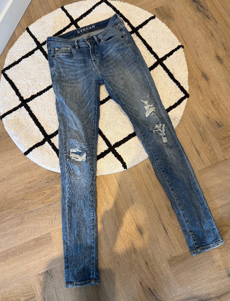 Heel goed blauw jeans Denham Sharp skinny W26 L32 XS 34 broe, Denham, Blauw, Ophalen of Verzenden, Zo goed als nieuw