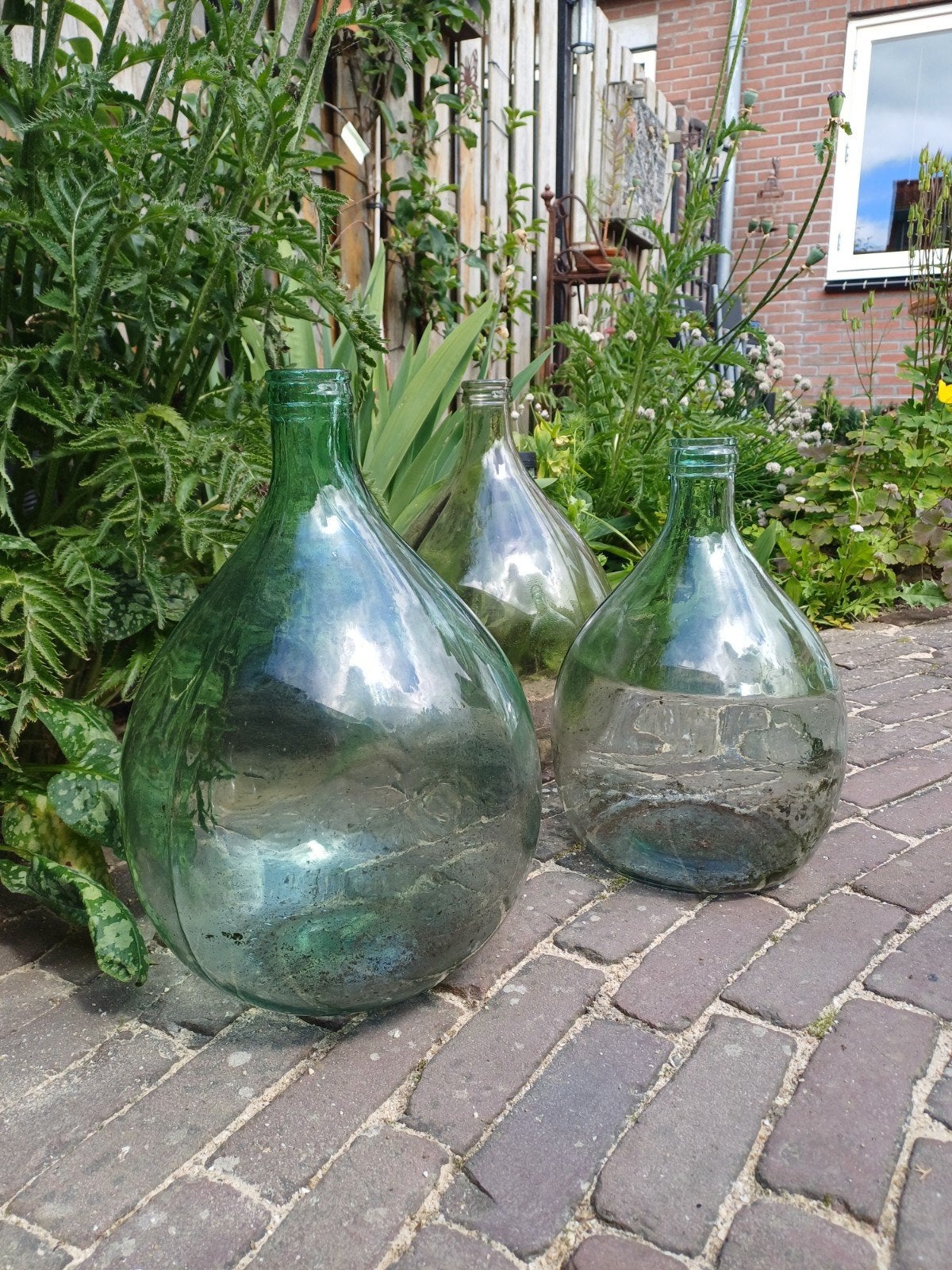 Grote glazen flessen / mandflessen / decoratie, Ophalen