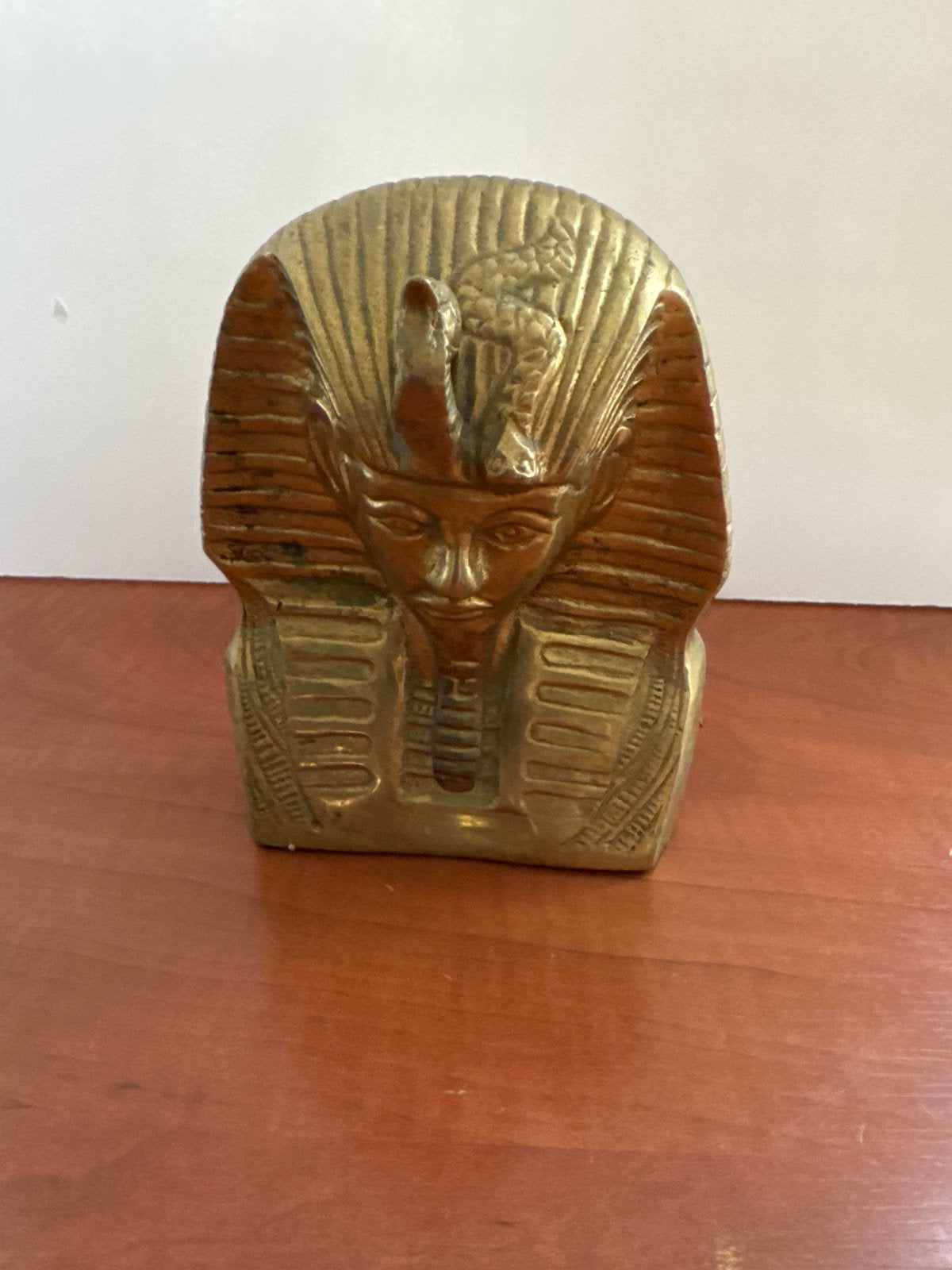 Vintage Egyptische Farao Buste - Bronskleurig Metaal, Minder dan 20 cm, Buste, Ophalen of Verzenden, Goud