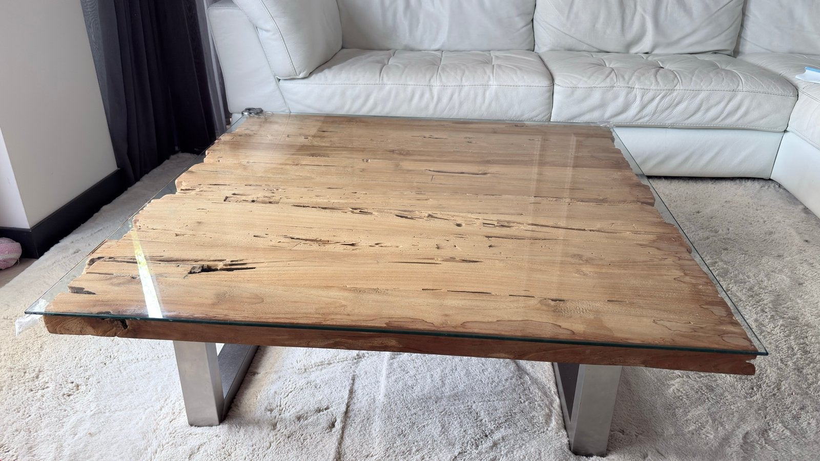 Goossens Teak houten salontafel 100x100x36cm, Ophalen, Gebruikt, 50 tot 100 cm, 100 tot 150 cm