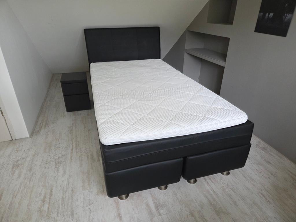 Complete boxspring twijfelaar 120 x 220 zwart, Ophalen, Gebruikt, Zwart, Twijfelaar
