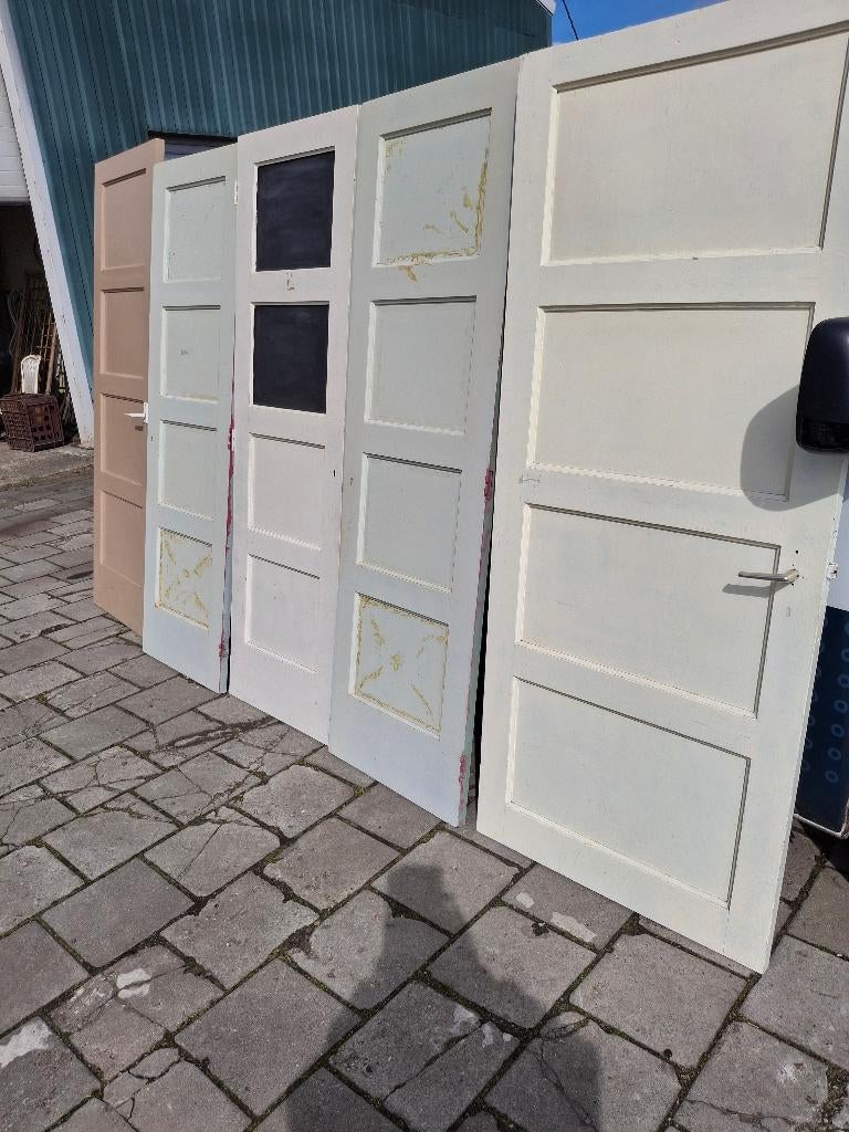 paneeldeuren 4 vaks (oud) 3 stuks zie maten-omschr.-foto.s, Ophalen, Gebruikt, Minder dan 80 cm, Binnendeur