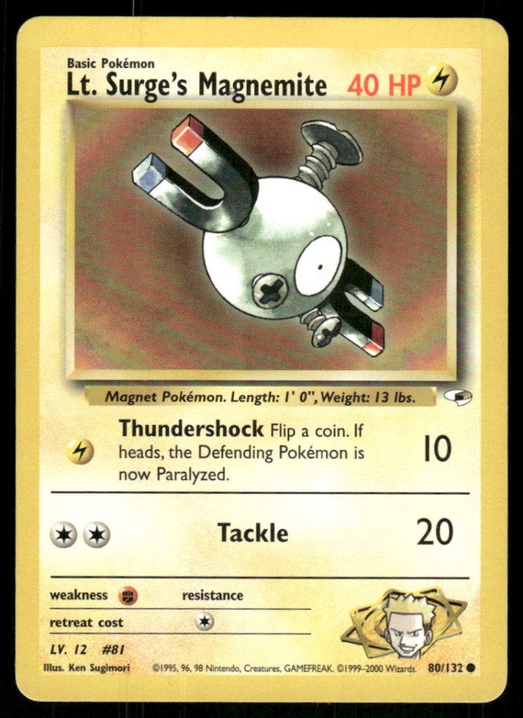 Lt. Surge's Magnemite 80/132 - Gym Heroes (NM), Verzenden, Gebruikt