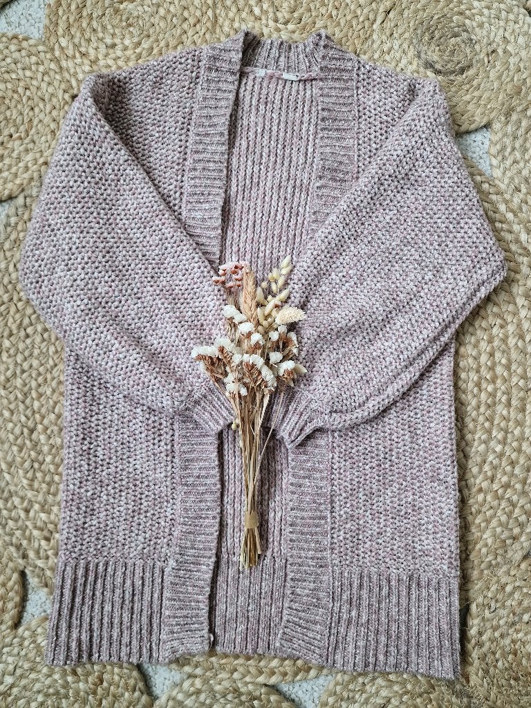Oudroze lang PompdeLux vest maat 128, Meisje, Trui of Vest, Ophalen of Verzenden, Zo goed als nieuw