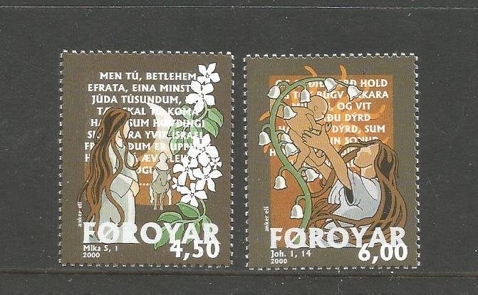 Faeröer 2000 Mi. 385/386 Kerstmis, Ophalen of Verzenden, Denemarken, Postfris