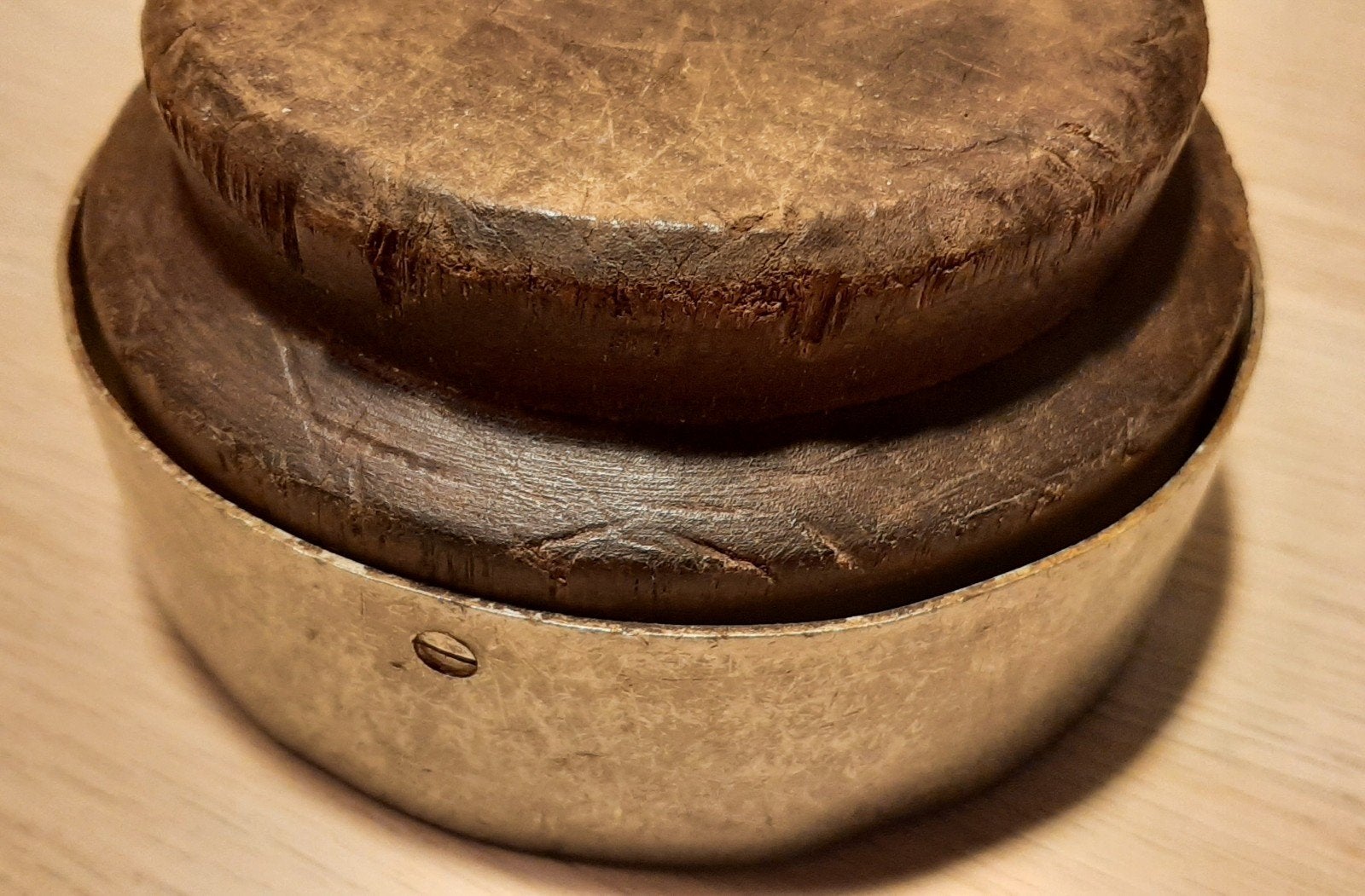 antieke houten kaasmal met metalen rand, Ophalen of Verzenden