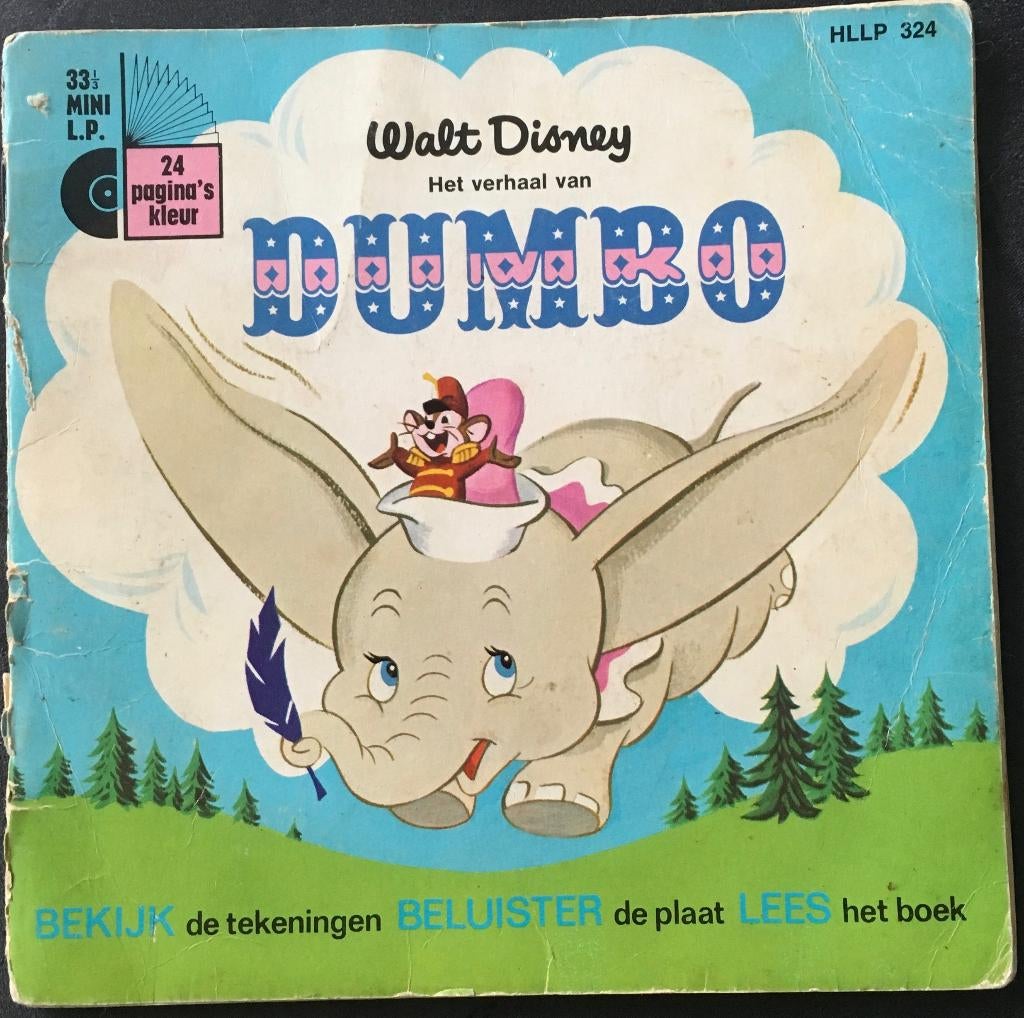 7" vinyl single Walt Disney Dumbo luister plaat boek, Ophalen of Verzenden, Bambi of Dumbo, Gebruikt, Overige typen