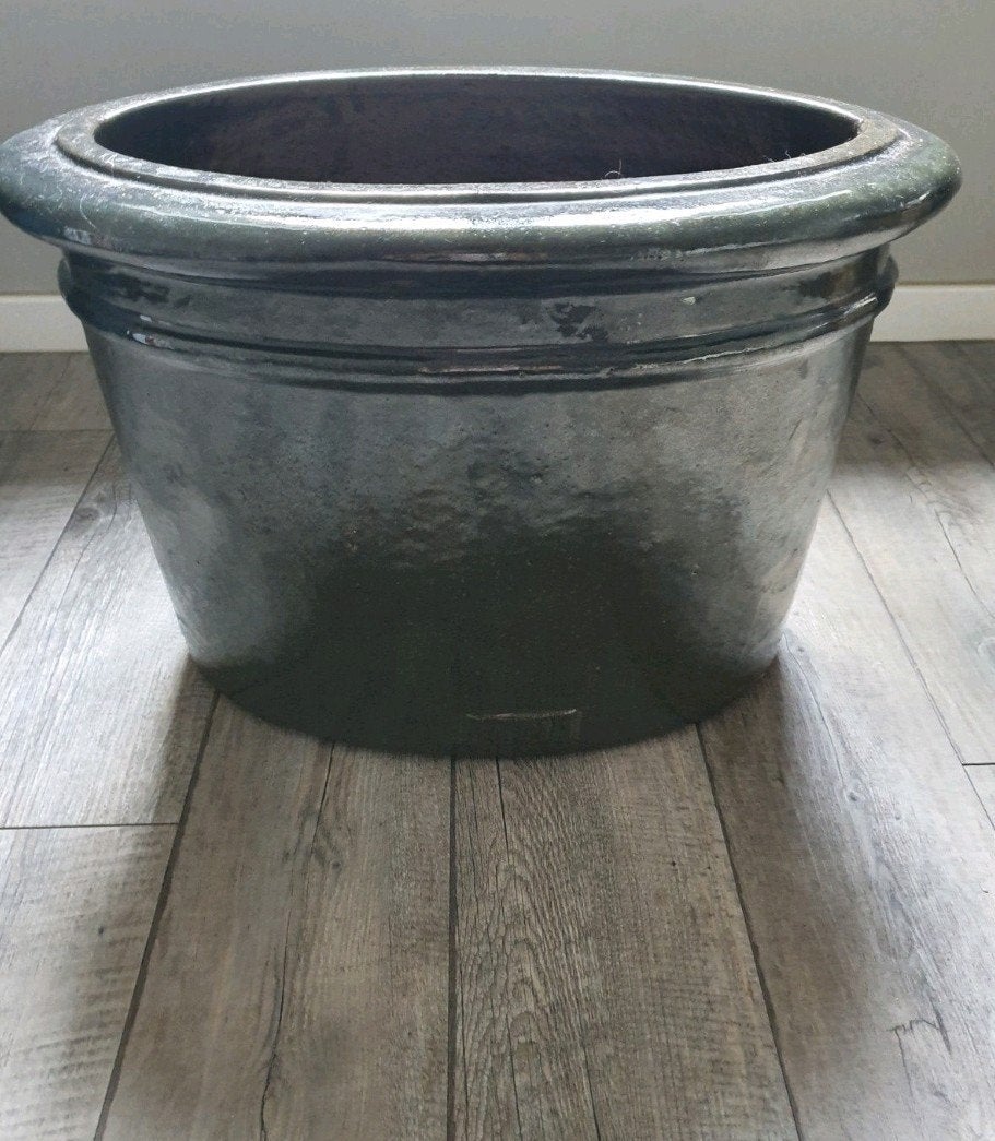 PMTD grote donkergroene ovale bloempot., Ophalen, Overige materialen, Gebruikt, Minder dan 60 cm