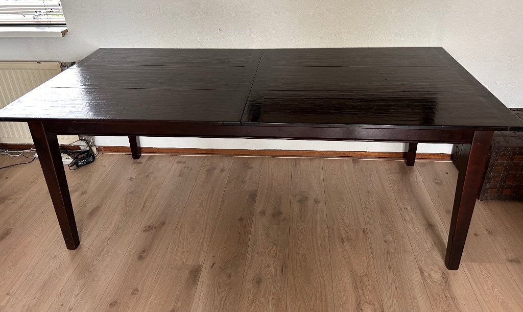 Kersenhouten eetkamertafel, Ophalen, Gebruikt, 200 cm of meer, 50 tot 100 cm