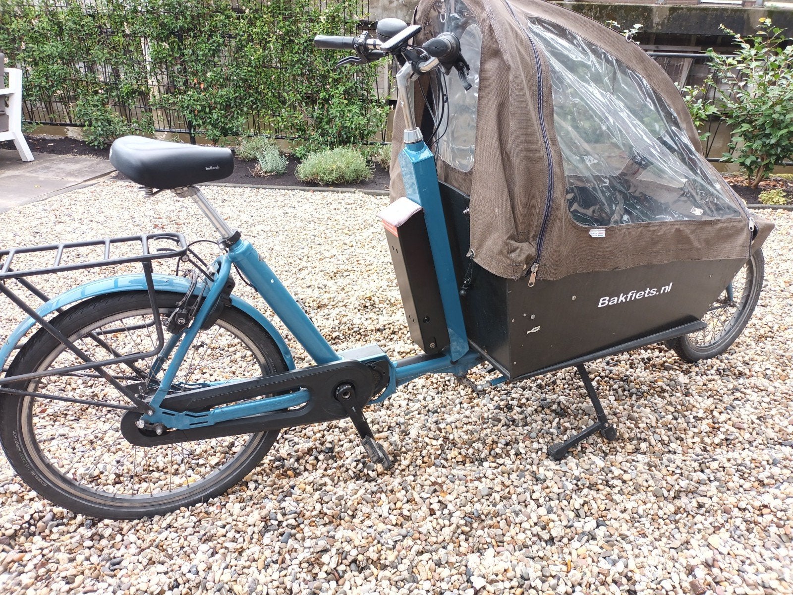 Bakfiets nl cargo long ACHTERWIEL STUK Shimano Steps, Ophalen, 4 kinderen of meer, Gebruikt, Huif