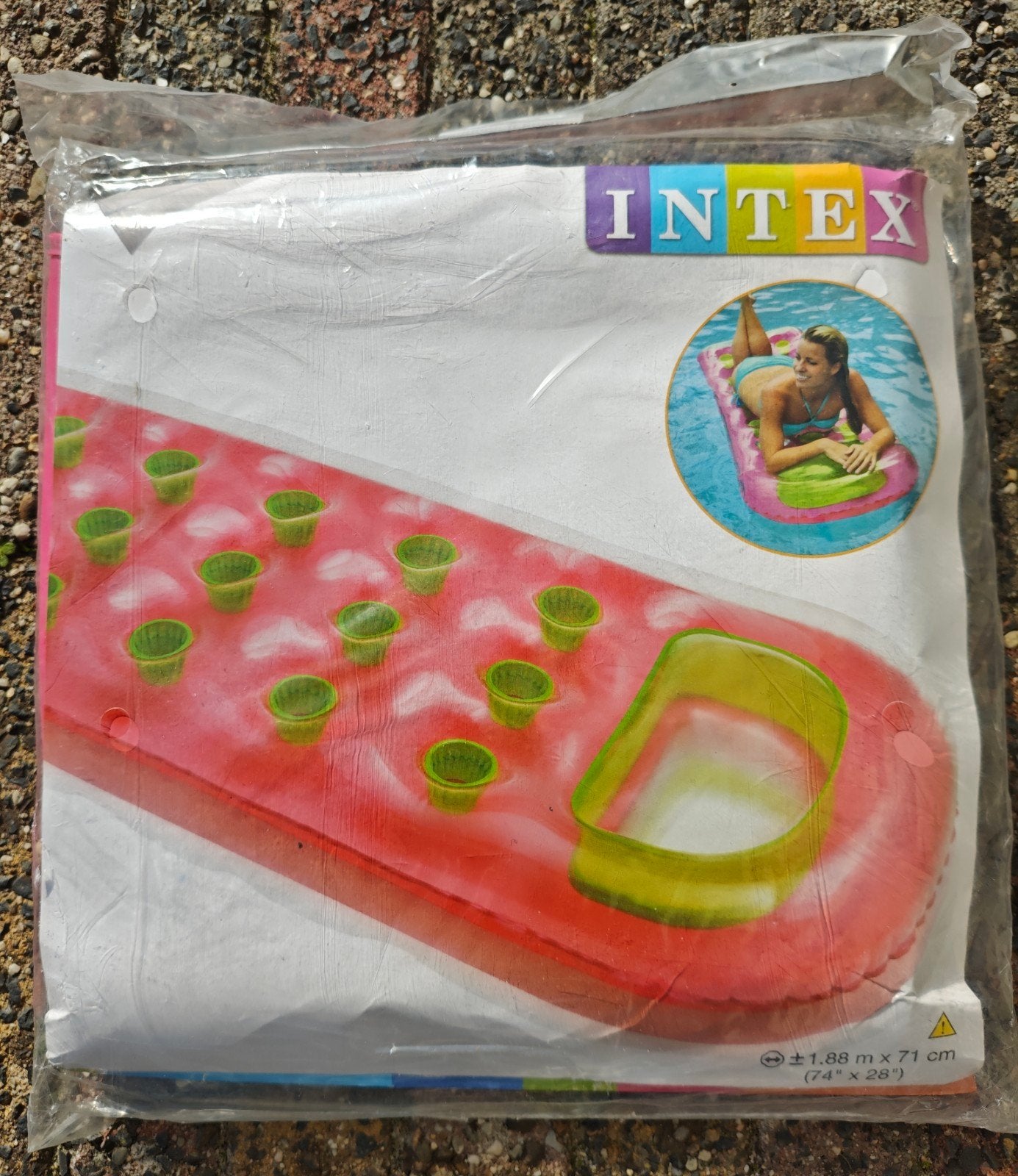 Intex 18-Pocket Luchtbed met Kijkraam Mat, 188x71 cm, Ophalen, Nieuw