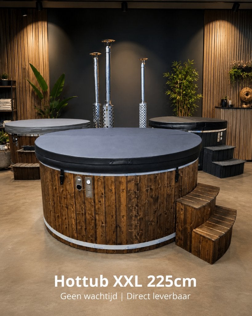 225cm Hottub met geintegreerde kachel (XXL), Ophalen, Nieuw, Trap